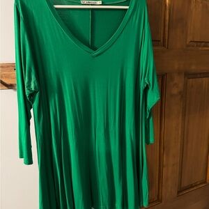 Green V-Neck Tunic for Women